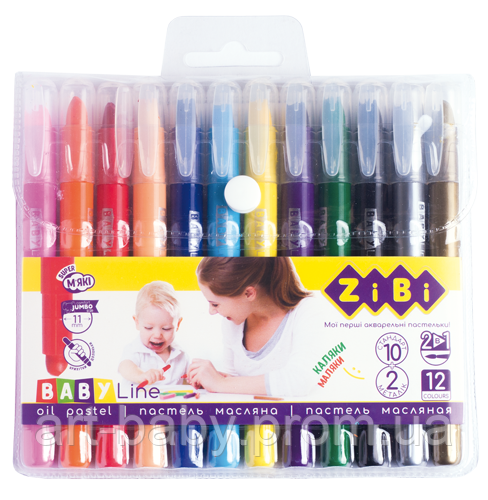 Пастель з акварельними ефектом JUMBO, 12 кольорів (10 стандарт+2 металік), BABY Line ZiBi