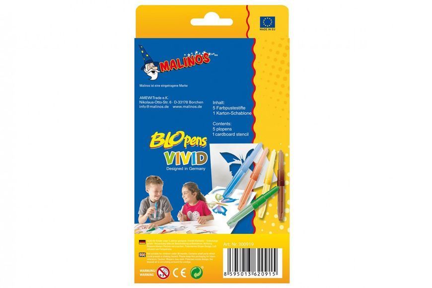 Фломастеры-аэрографы MALINOS BLOpens Vivid 5 шт (MA-300919) 548973190 фото
