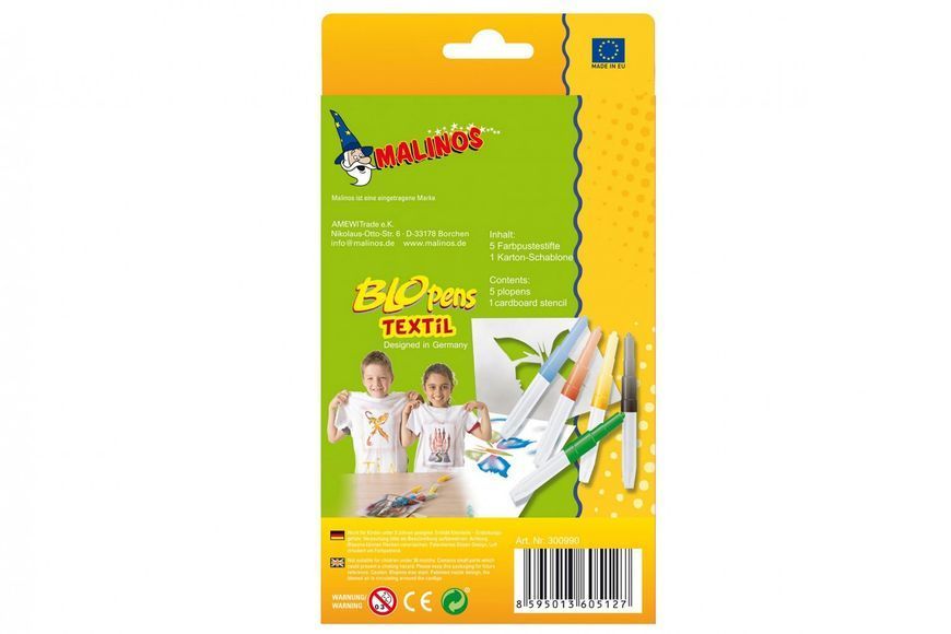 Фломастеры-аэрографы для ткани MALINOS BLOpens Textil текстильные 5 шт (MA-300990) 548973193 фото