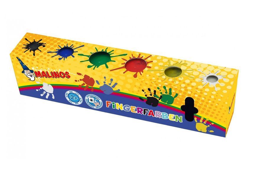 Пальчиковые краски безглютеновые MALINOS Fingerfarben непроливаемые 6 цветов (MA-300012) 548973207 фото